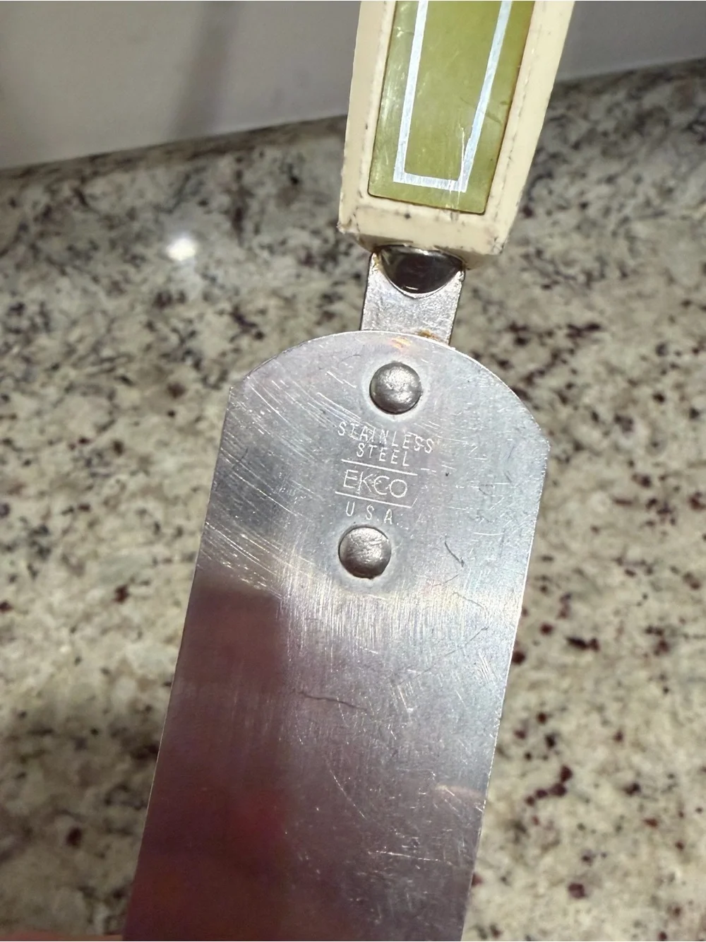 Vintage Ekco Stainless Steel & Green Icing Spatula Icing Spreader